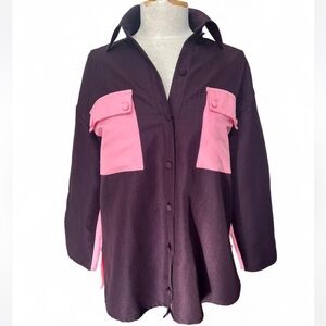 ASOS Oversized Shacket BiColor Pink and Burgandy Shirt Size 2